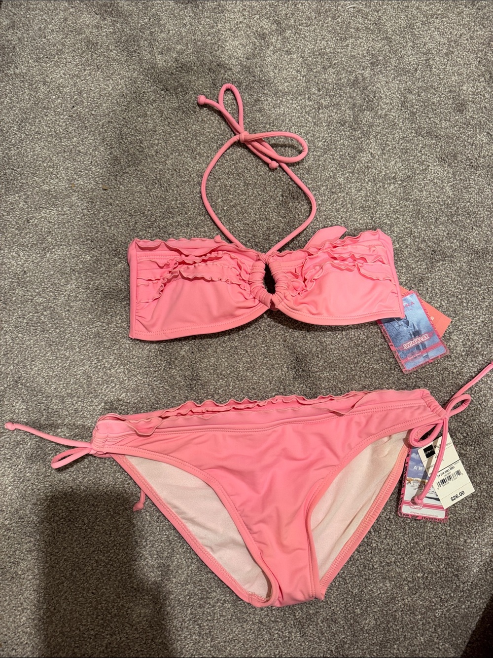 Girls' Pink Ruffle Bikini Two-Piece Swimsuit
